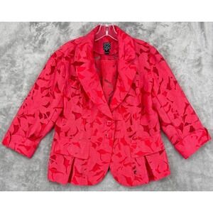 Clara Sun Woo Jacket Womens Medium Sheer Floral Coquette Pleated Romantic Office